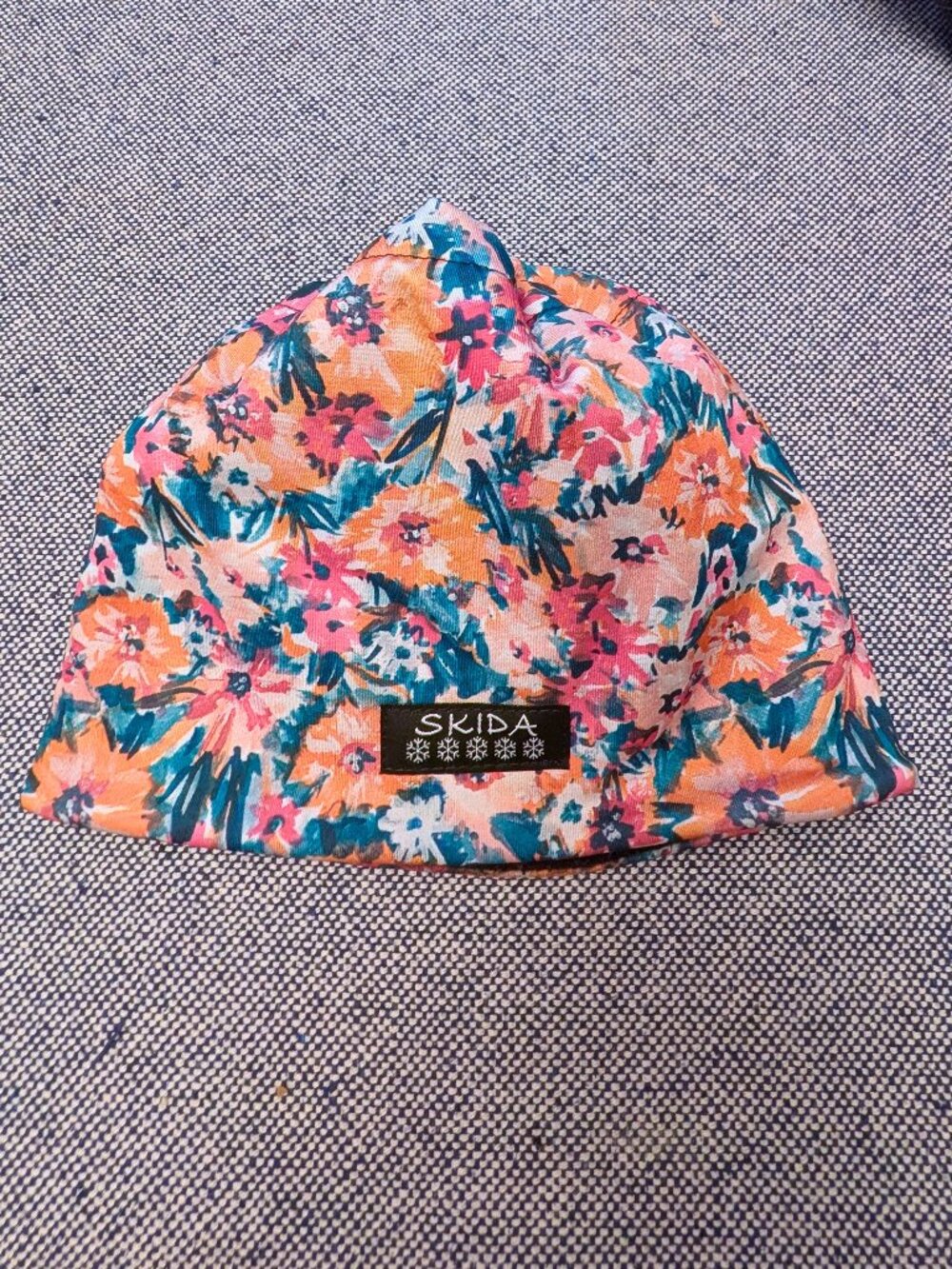 Skida Alpine Fleece Lined Beanie - Teal, Coral & Pink Floral